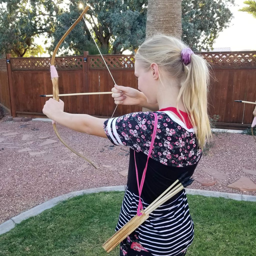 Adventure Awaits! - 2-Pack Handmade Girls Wooden Bow and Arrow Set - 20 Wood Arrows and 2 Quivers - for Outdoor Play
