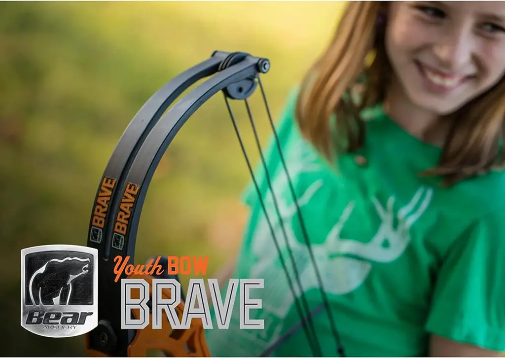 Bear Archery Brave Bow Set for Youth, Recommended Ages 8-12, Right Handed, Continuous Draw Weight Up to 25 lb., Continuous Draw Length Up to 19.5-inches