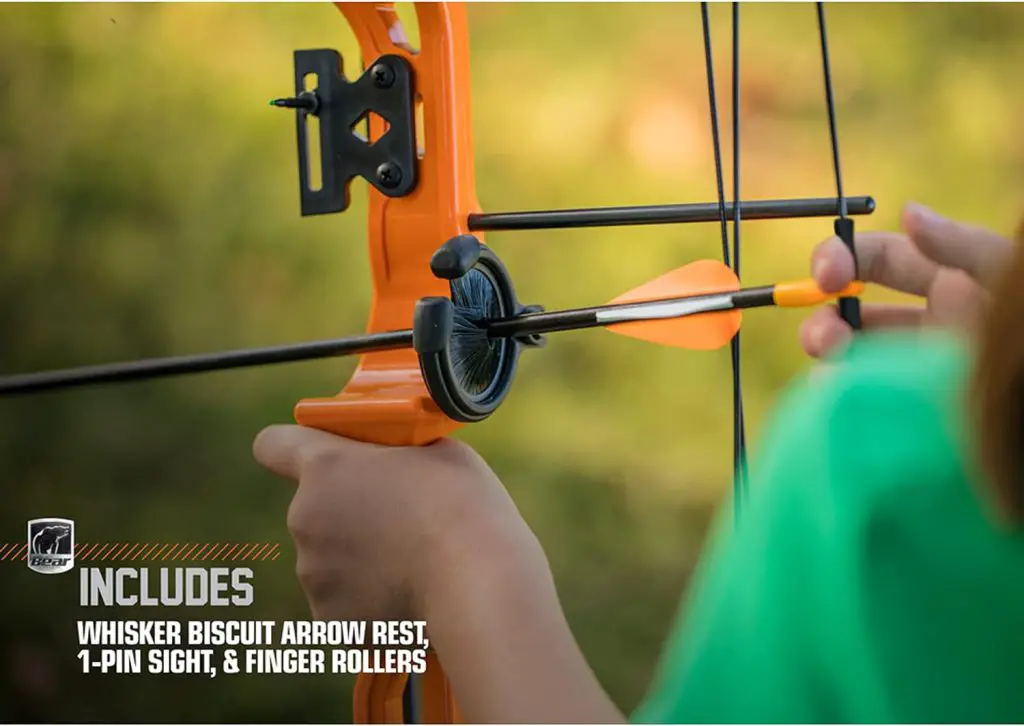 Bear Archery Brave Bow Set for Youth, Recommended Ages 8-12, Right Handed, Continuous Draw Weight Up to 25 lb., Continuous Draw Length Up to 19.5-inches
