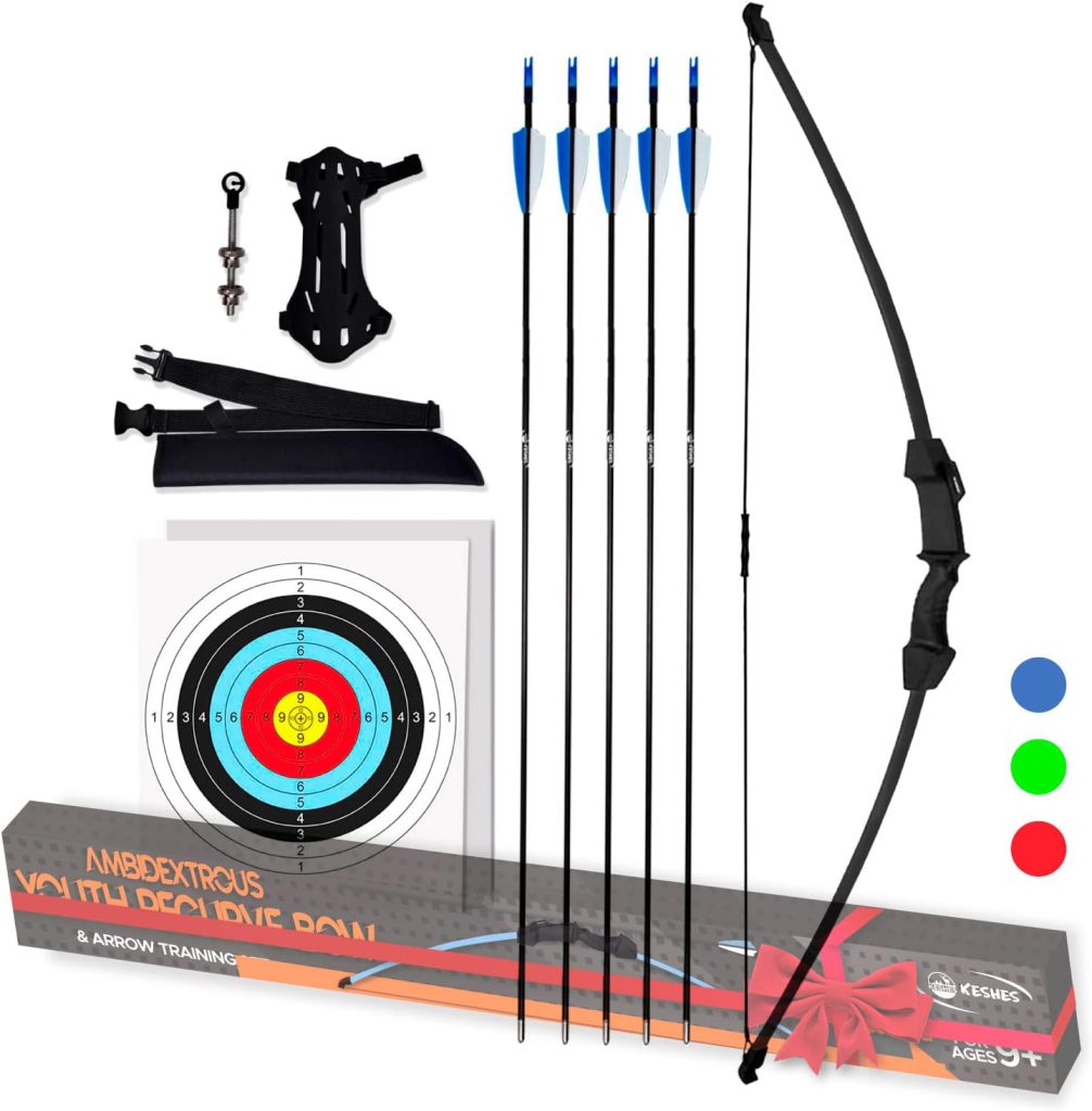 Keshes Archery Recurve Bow and Arrow Youthbow Set - 44 Beginner Breakdown Bows for Outdoor Practice – Longbow kit with Equipment for Youth and Kids…