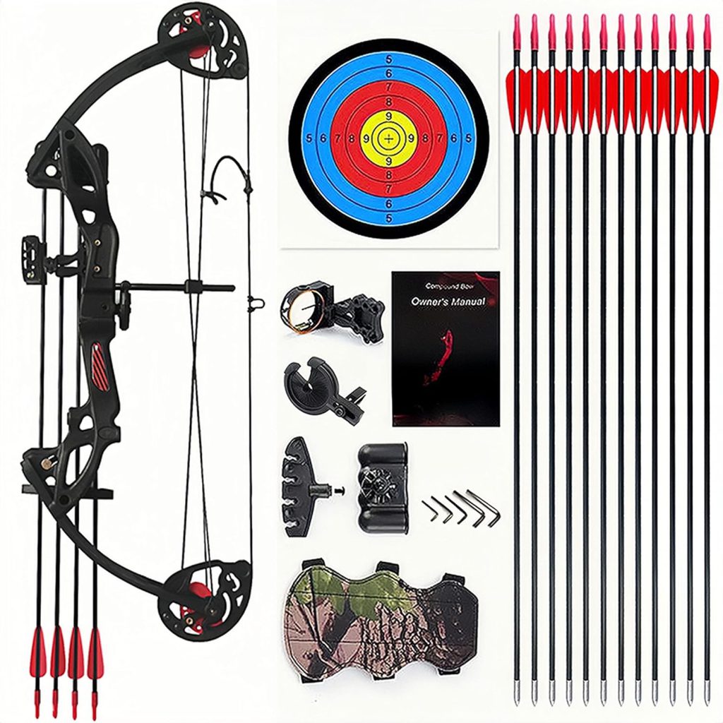 Lanneret Compound Bow and Archery Sets - Right Hand Archery Compound Bows 15-29 lbs Draw Weight Adjustable for Youth and Beginners，Hunting Bow Kit for Beginner
