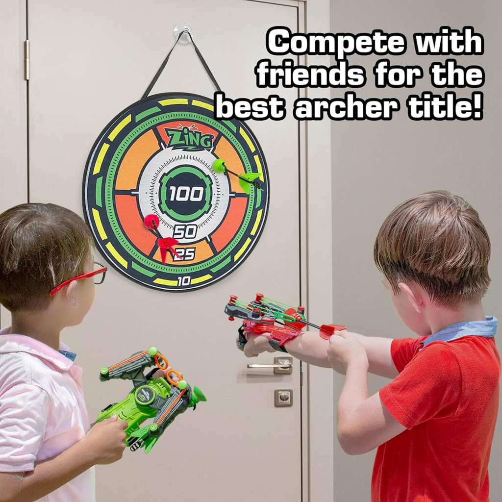 Zing Air Storm Wrist Bow Pack - Includes 2 Wrist Bows, 6 Arrows and 1 Target, Launches up to 45 Feet, Safe for Indoor Play