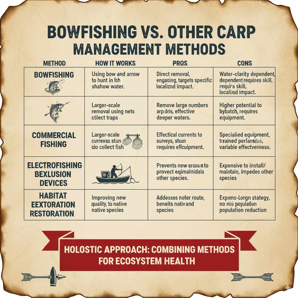 Bowfishing vs. Other Carp Management Methods