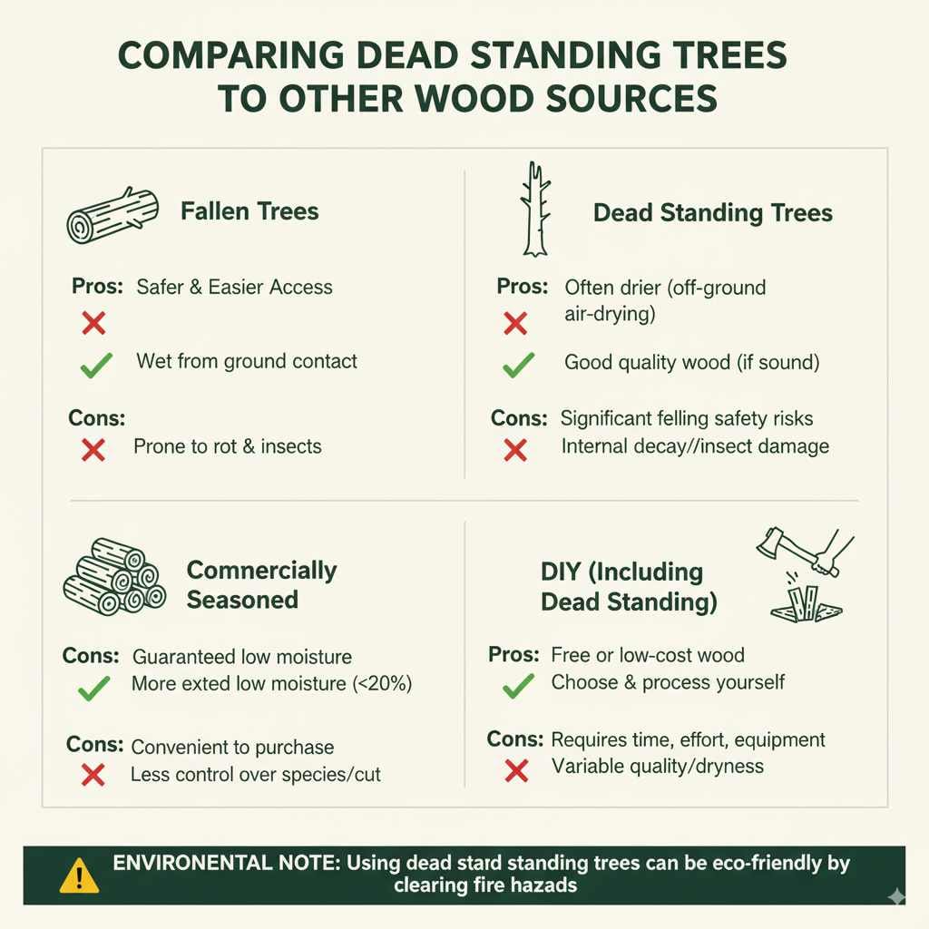 Comparing Dead Standing Trees to Other Wood Sources