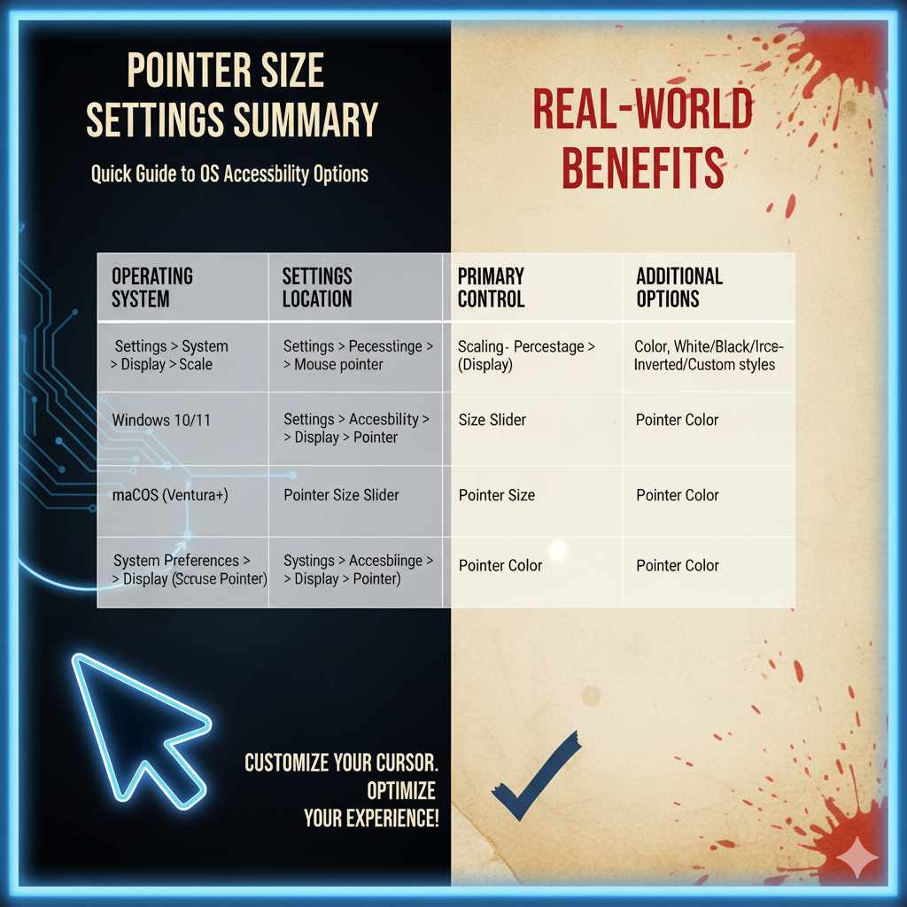 Pointer Size Settings Summary