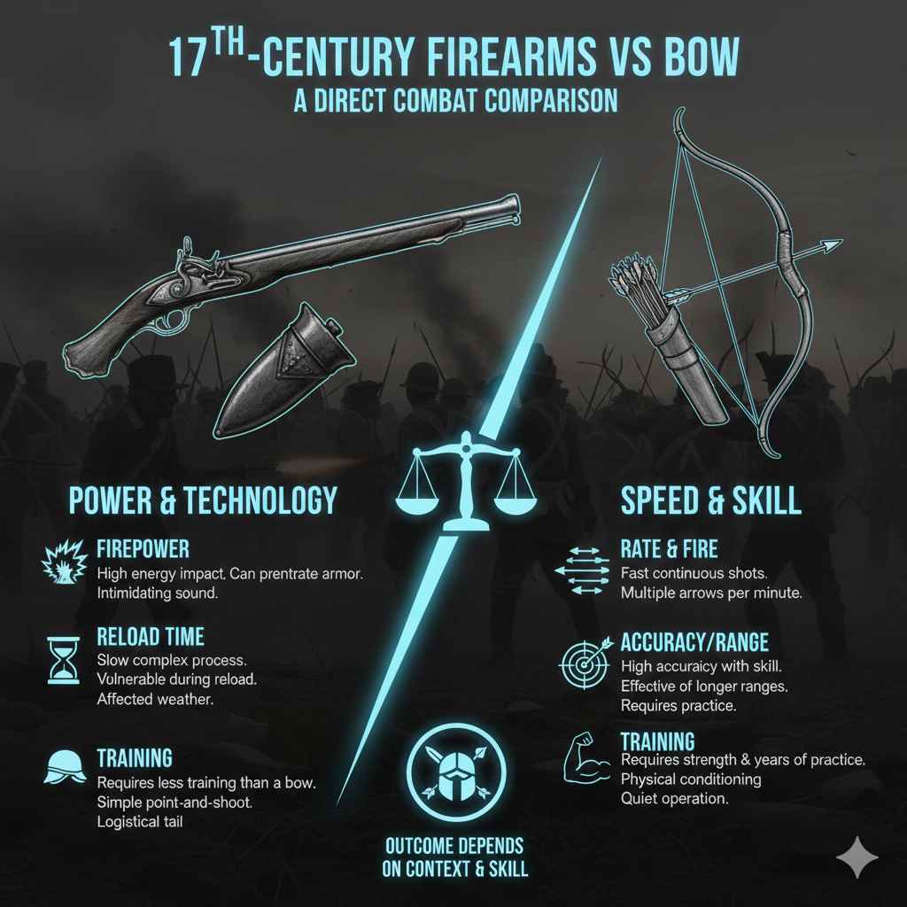 17th-Century Firearms vs Bow
