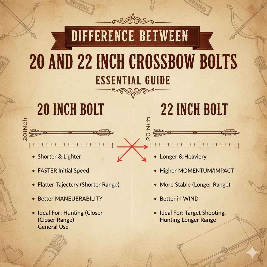 Difference Between 20 And 22 Inch Crossbow Bolt