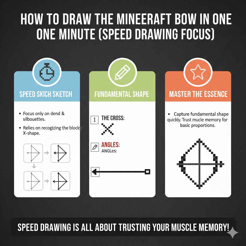 How to Draw the Minecraft Bow in One Minute (Speed Drawing Focus)