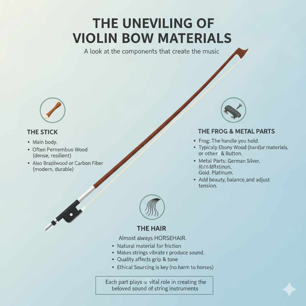The Unveiling of Violin Bow Materials
