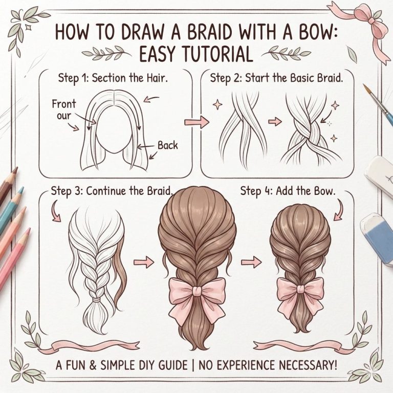 How to Draw a Braid with a Bow Easy Tutorial