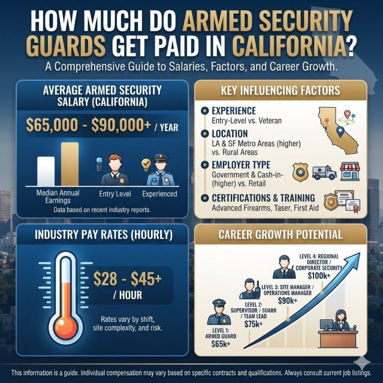 How much do armed security guards get paid in California This question is paramount for individuals considering a career in security or for businesses evaluating security service costs. California