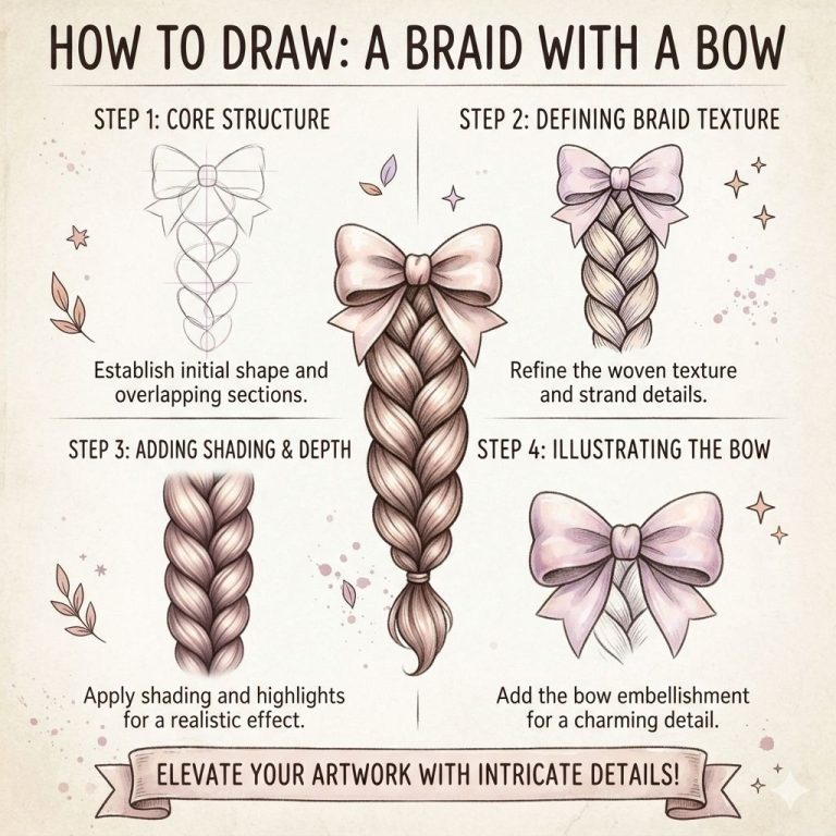 Learning how to draw a braid with a bow can add a charming and intricate detail to your artwork, whether it's for character design, fashion sketches, or decorative illustrations. This guide will