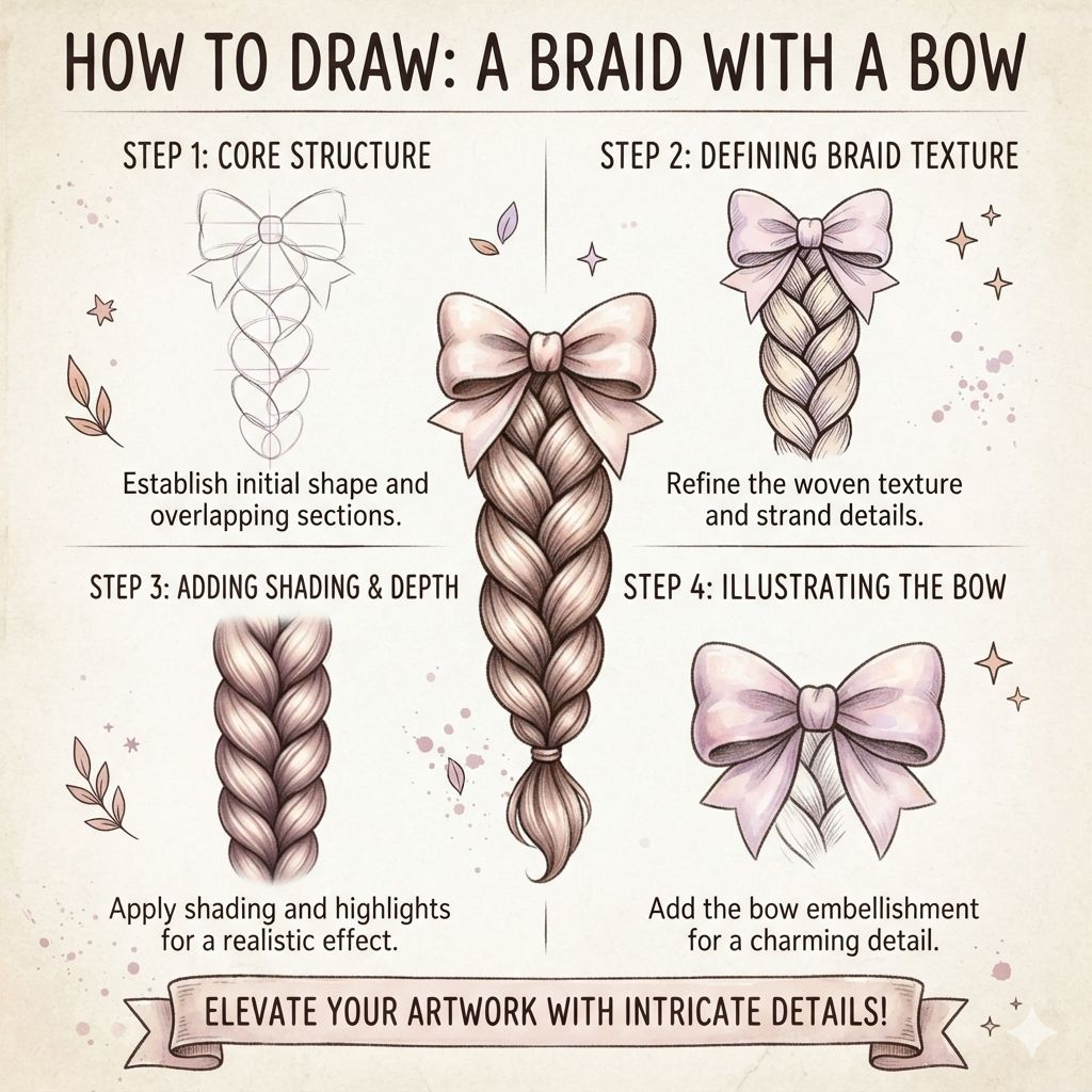 Learning how to draw a braid with a bow can add a charming and intricate detail to your artwork, whether it's for character design, fashion sketches, or decorative illustrations. This guide will
