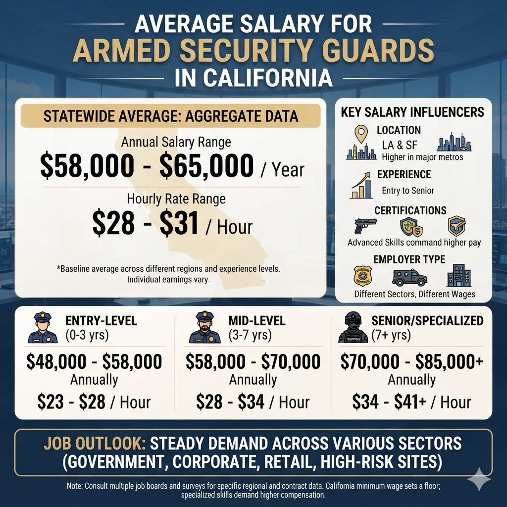 What is the Average Salary for Armed Security Guards in California