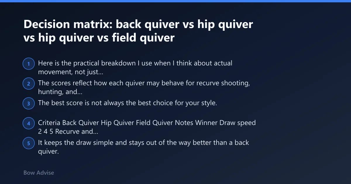 Steps: Decision matrix: back quiver vs hip quiver vs field quiver