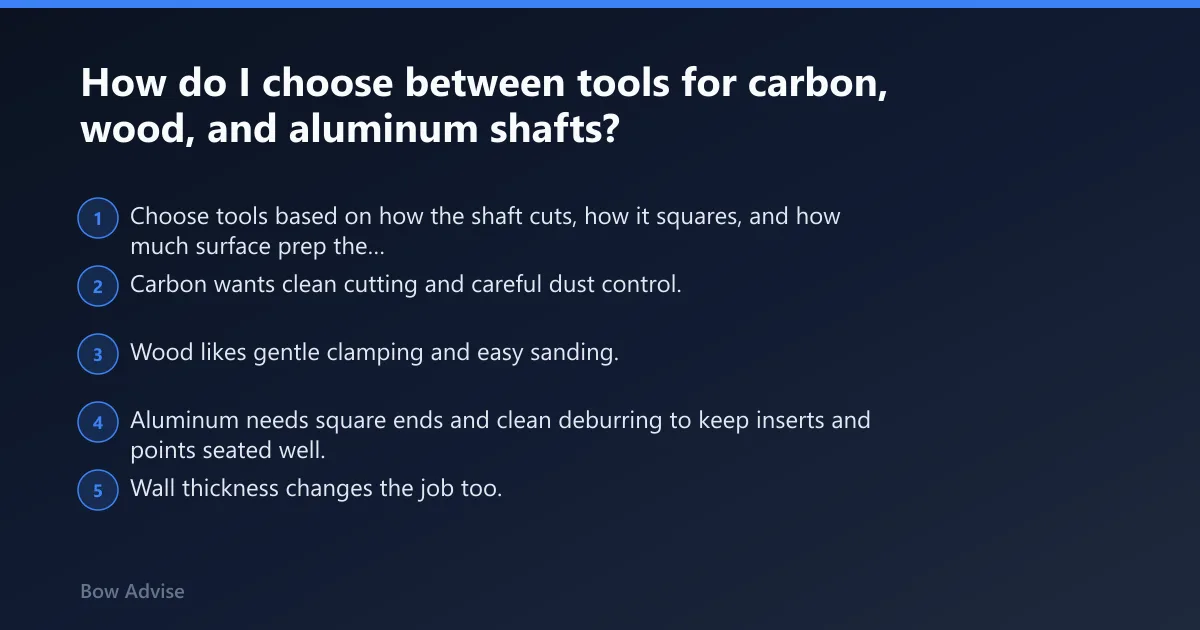 Steps: How do I choose between tools for carbon, wood, and aluminum shafts?