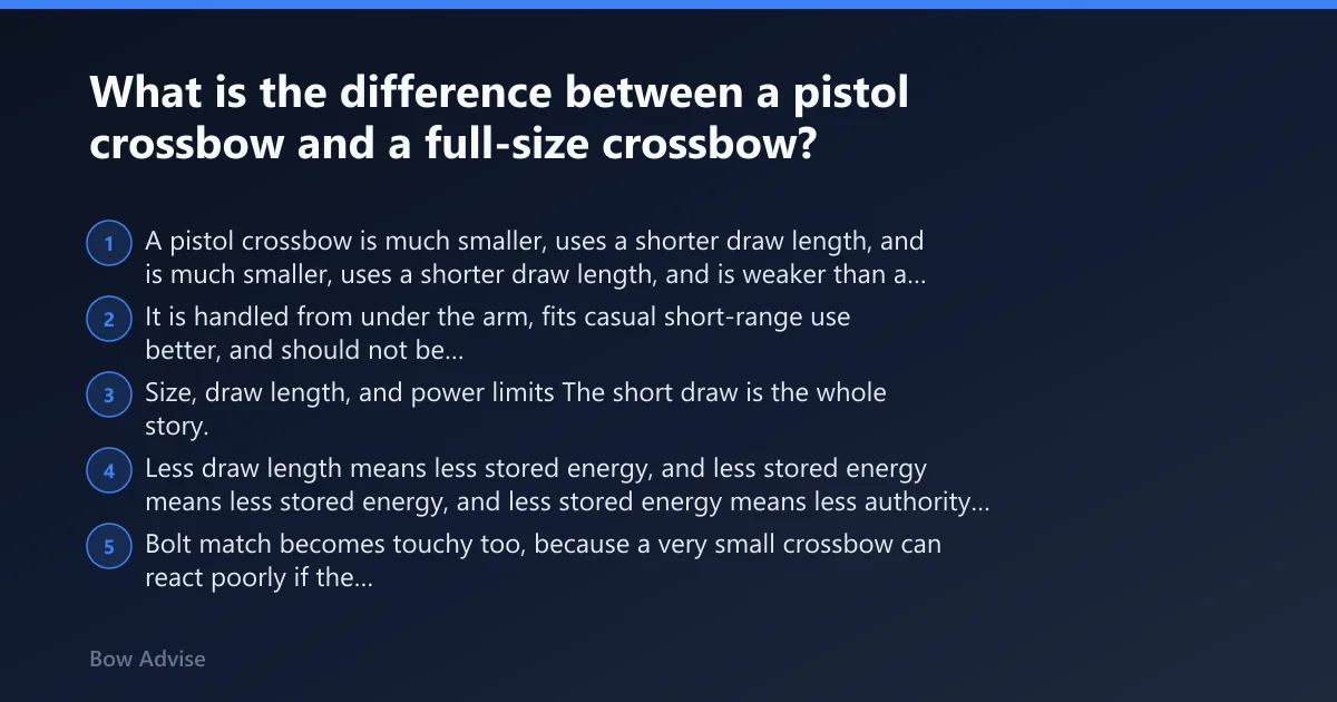 Steps: What is the difference between a pistol crossbow and a full-size crossbow?