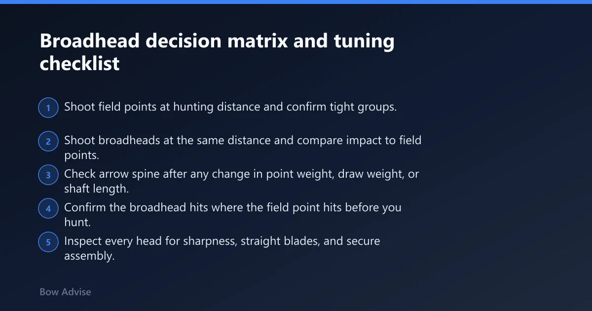 Steps: Broadhead decision matrix and tuning checklist