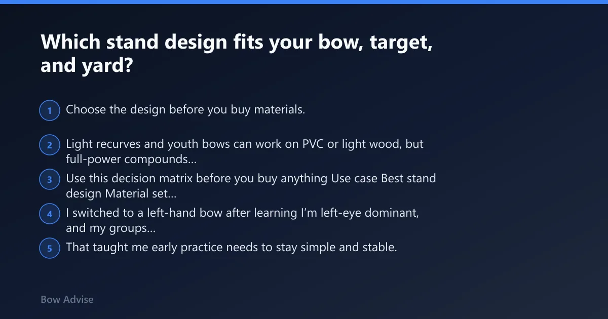 Steps: Which stand design fits your bow, target, and yard?