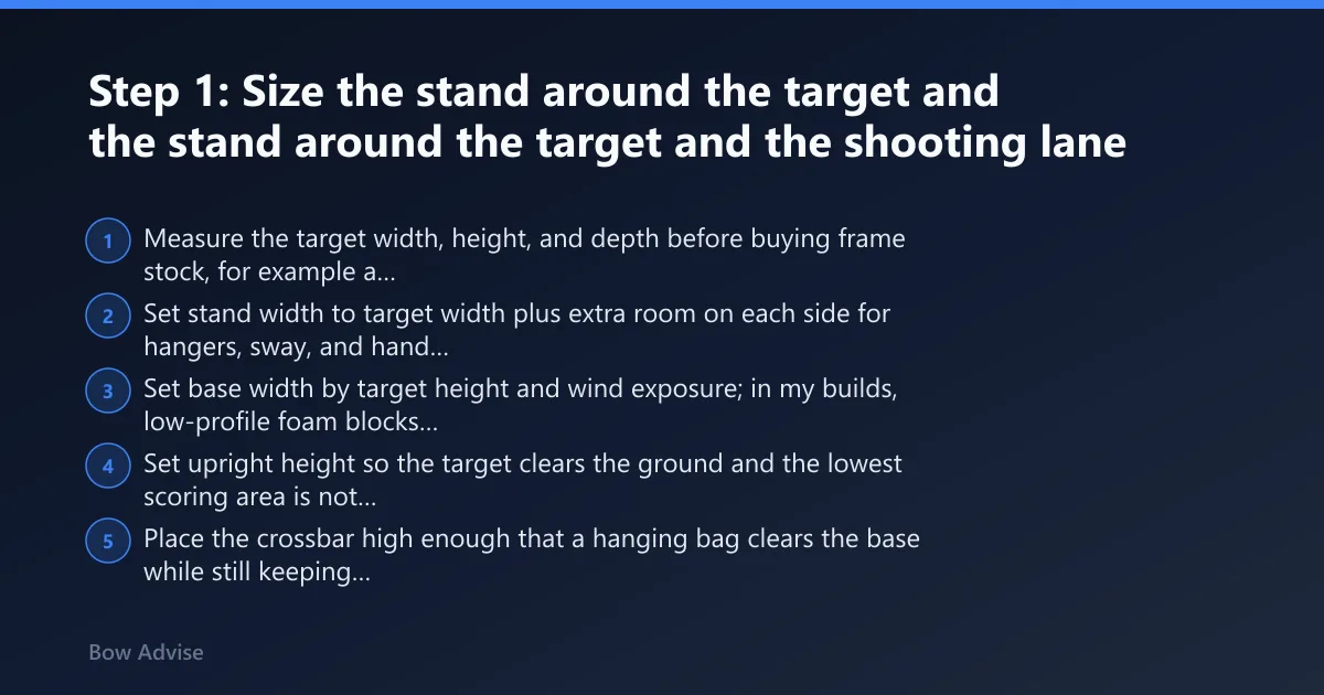 Steps: Step 1: Size the stand around the target and the shooting lane
