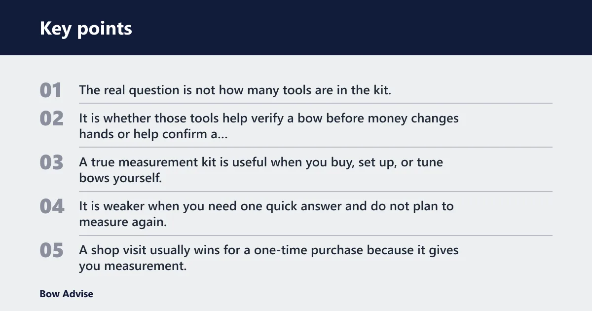 Key points: Archery measurement kit vs shop visit