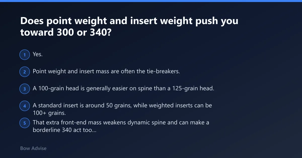 Steps: Does point weight and insert weight push you toward 300 or 340?