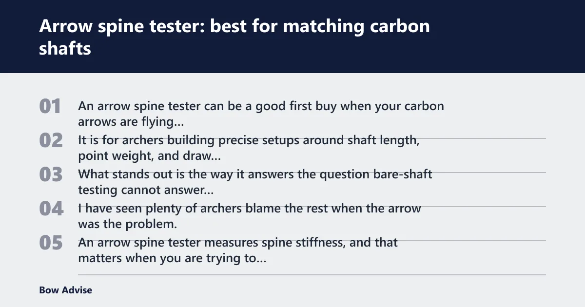 Steps: Arrow spine tester: best for matching carbon shafts