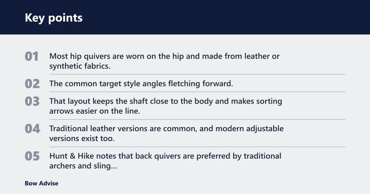 Key points: What is the difference between a hip quiver and a back quiver?