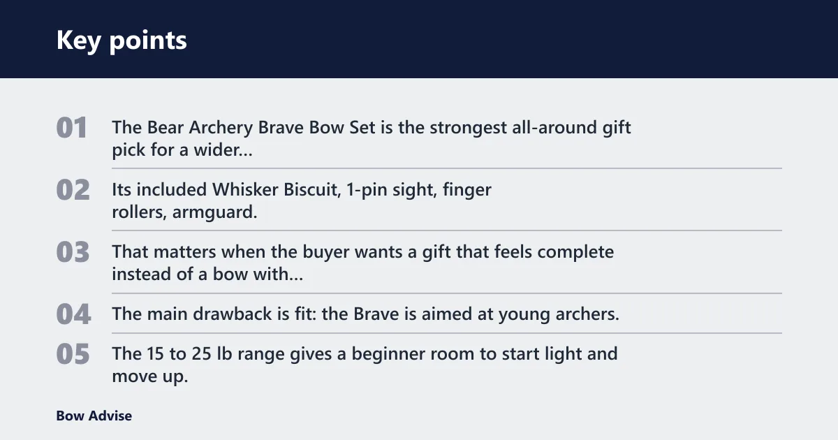 Key points: Bear Archery Brave Bow Set: best overall gift