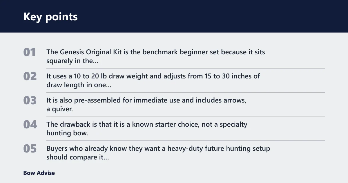 Key points: Genesis Original Kit: best value benchmark