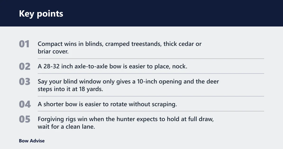 Key points: Is a compact bow or a forgiving bow better for whitetail hunting?