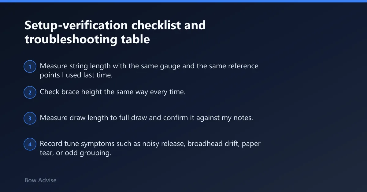 Steps: Setup-verification checklist and troubleshooting table
