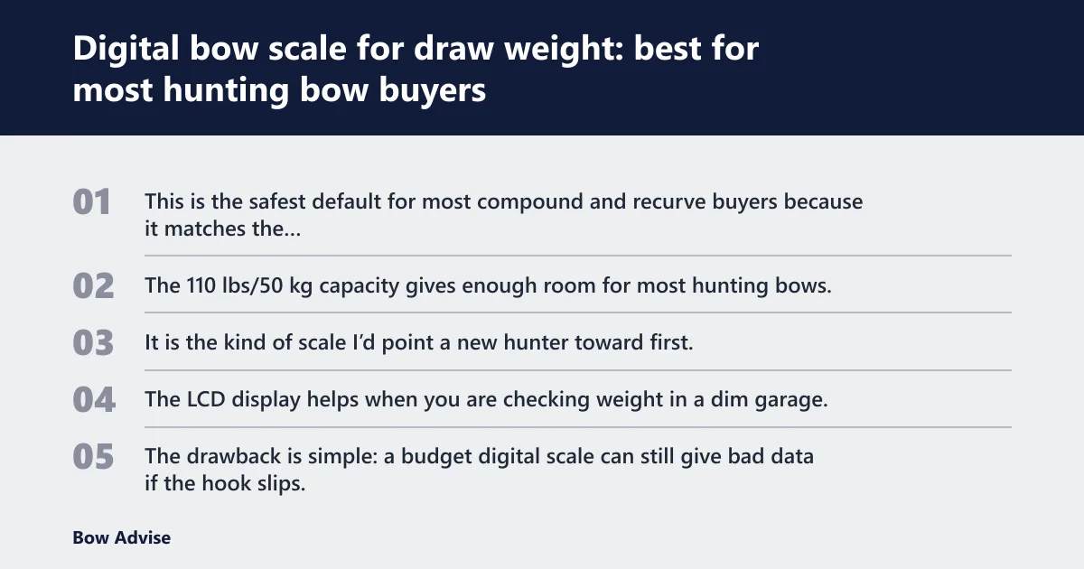 Steps: Digital bow scale for draw weight: best for most hunting bow buyers