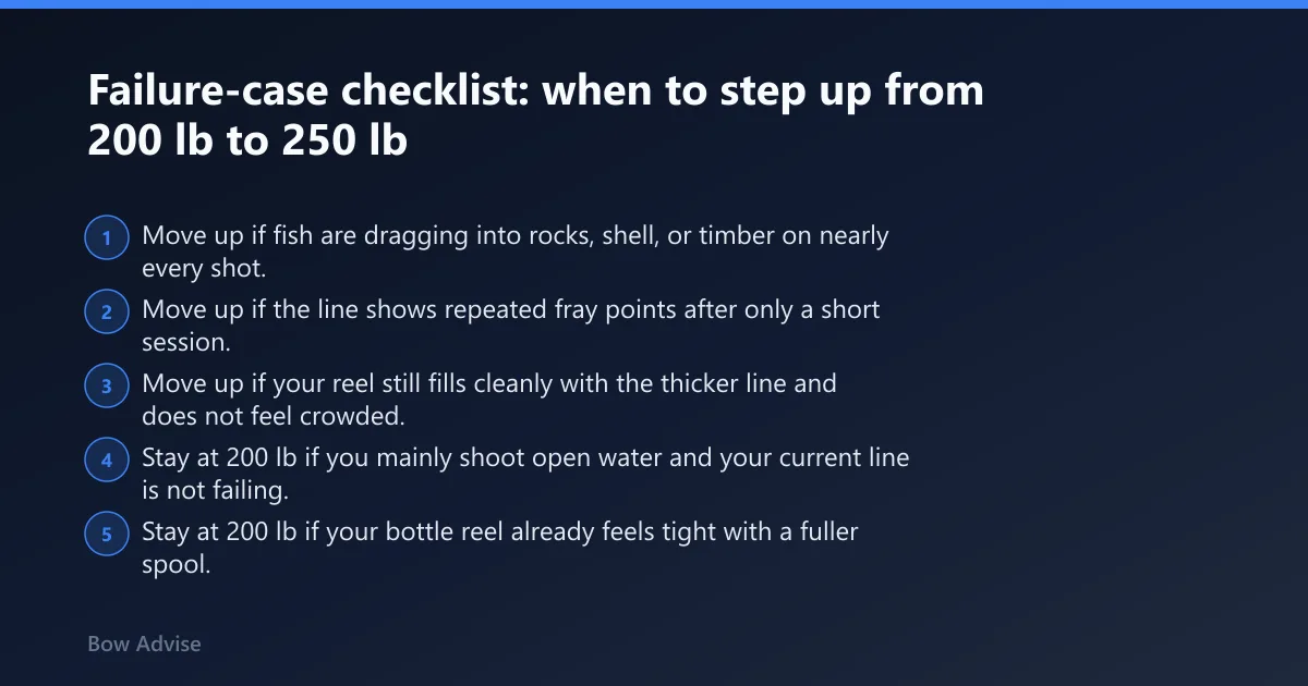 Steps: Failure-case checklist: when to step up from 200 lb to 250 lb
