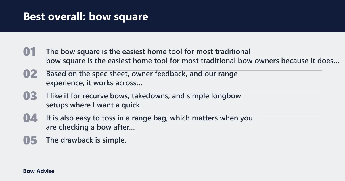 Steps: Best overall: bow square