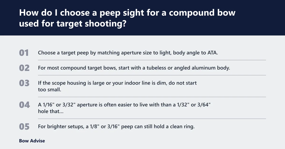 Steps: How do I choose a peep sight for a compound bow used for target shooting?