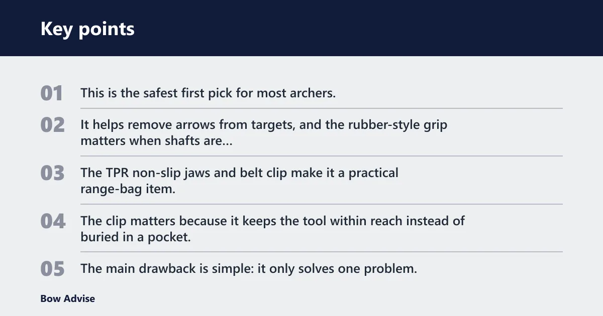 Key points: Arrow puller: best for target archers