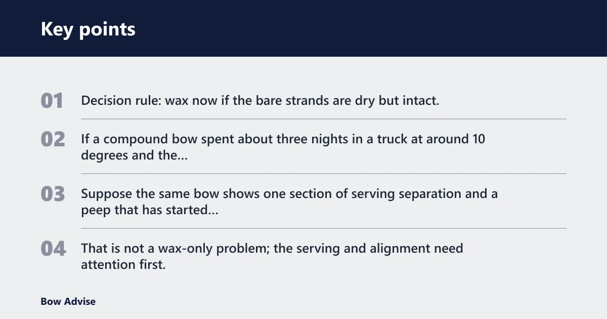 Key points: Winter string-care decision table