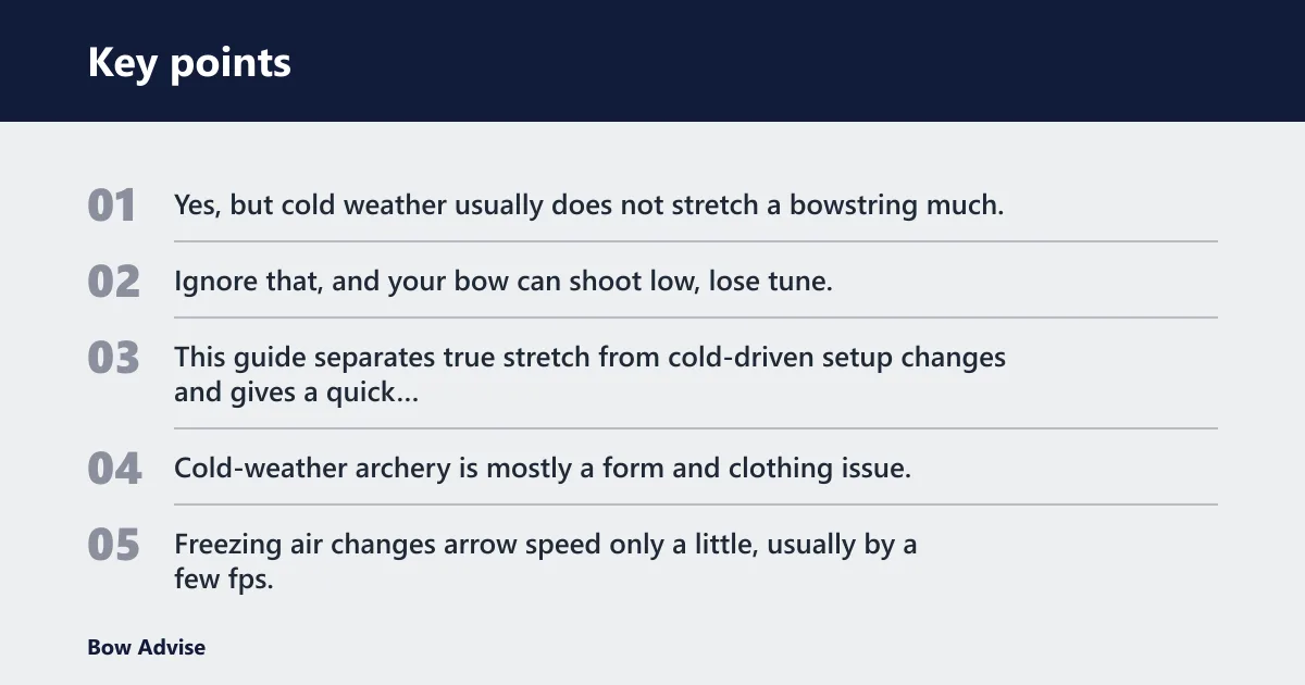 Key points: Cold weather and string changes