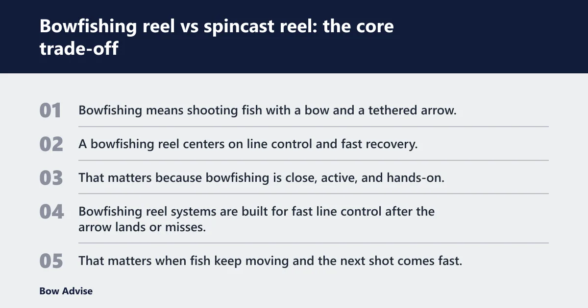 Steps: Bowfishing reel vs spincast reel: the core trade-off