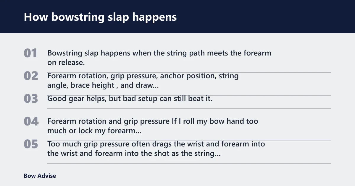 Steps: How bowstring slap happens