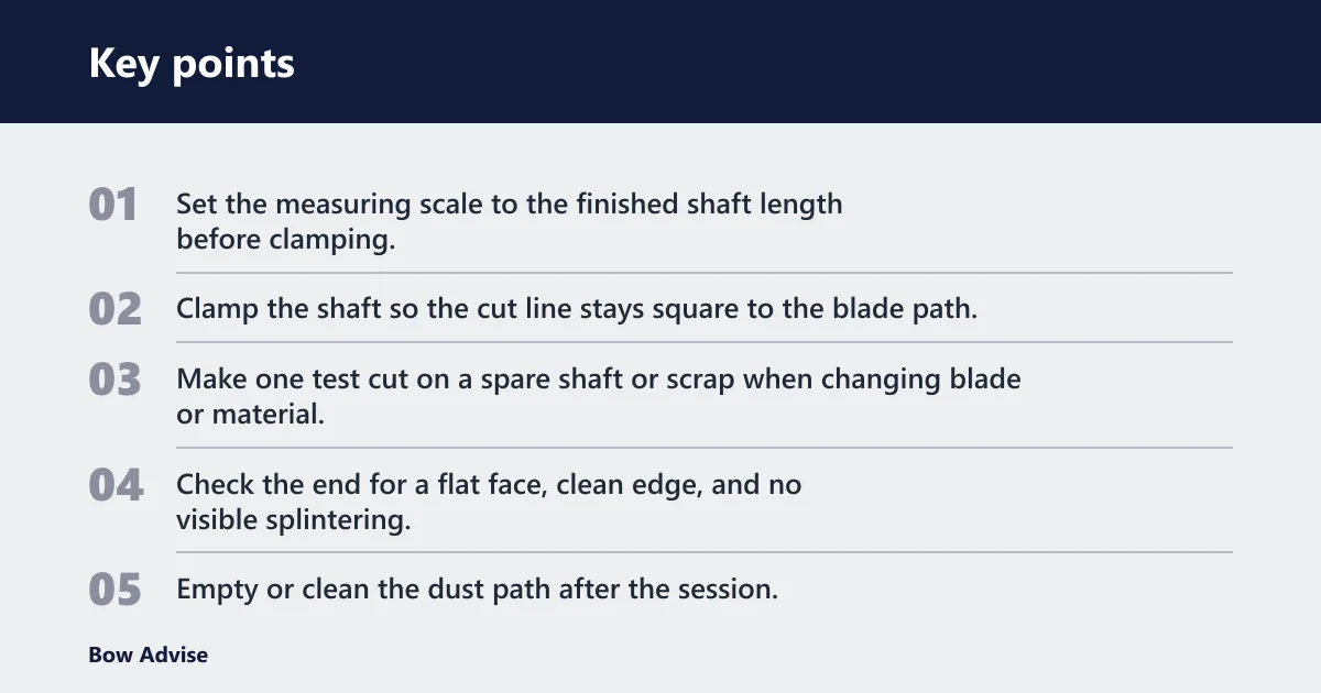 Key points: Arrow saw checklist