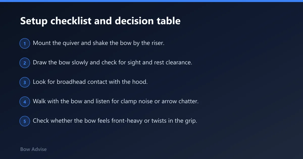 Steps: Setup checklist and decision table