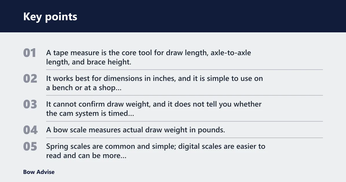 Key points: What comes in a compound bow measuring kit?