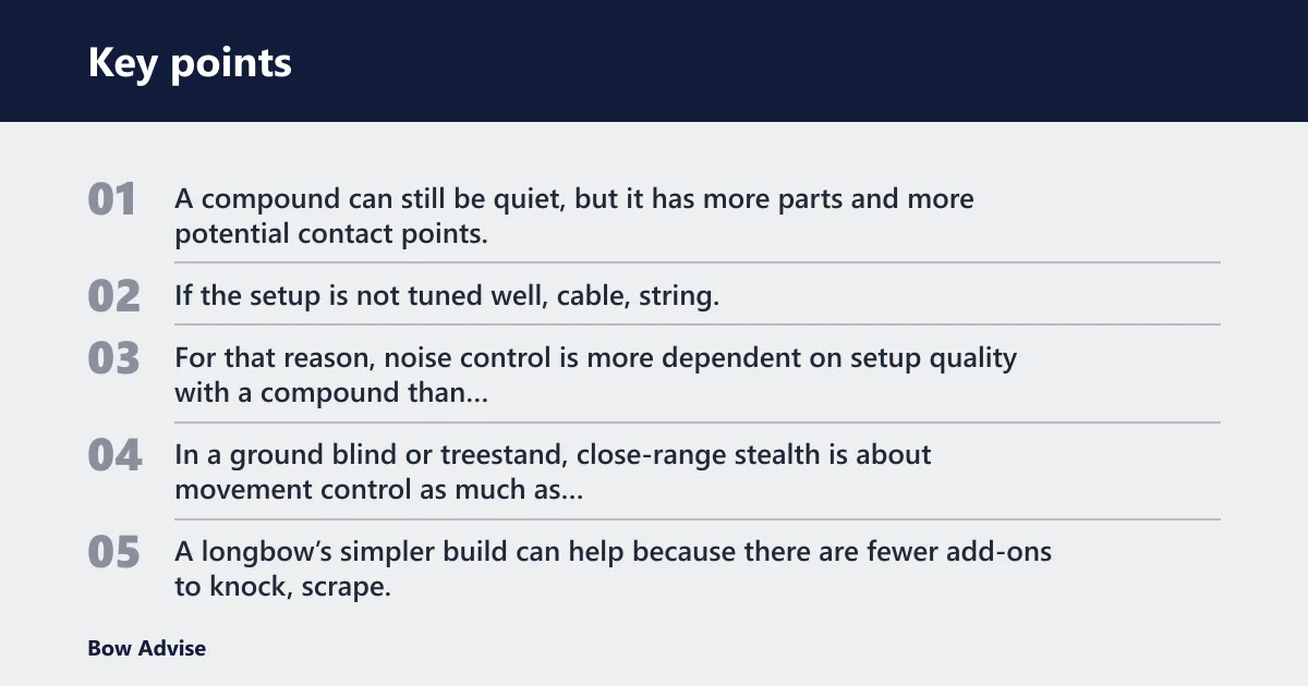Key points: Which bow is quieter in the field, compound or longbow?