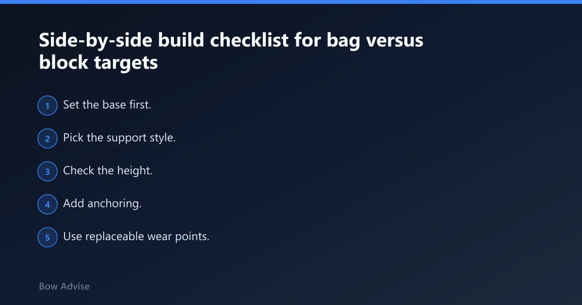 Steps: Side-by-side build checklist for bag versus block targets