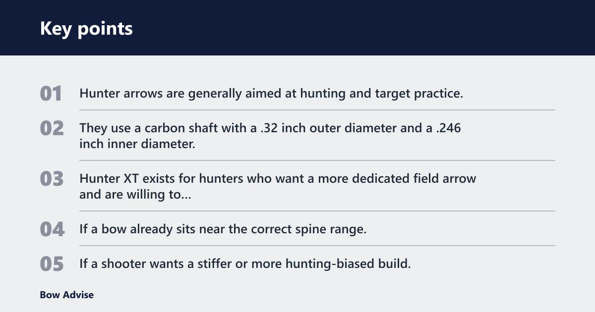 Key points: What is the difference between Gold Tip Hunter and Hunter XT?