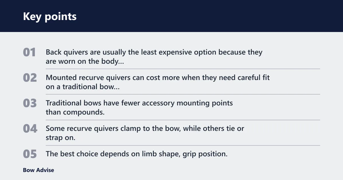 Key points: Do recurve bow quivers cost less than compound bow quivers?