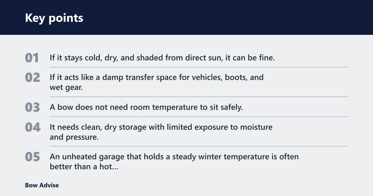 Key points: Is an unheated garage bad for a compound bow?