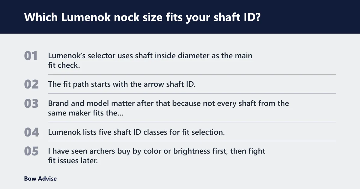 Steps: Which Lumenok nock size fits your shaft ID?